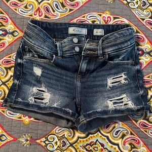 KanCan Kids Distressed Denim Shorts - Dark Blue